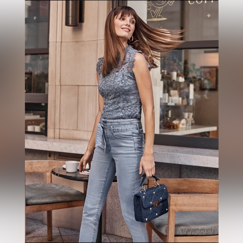 WHBM High-Rise Everyday Soft Denim Corset Slim Crop Jeans Size 2R